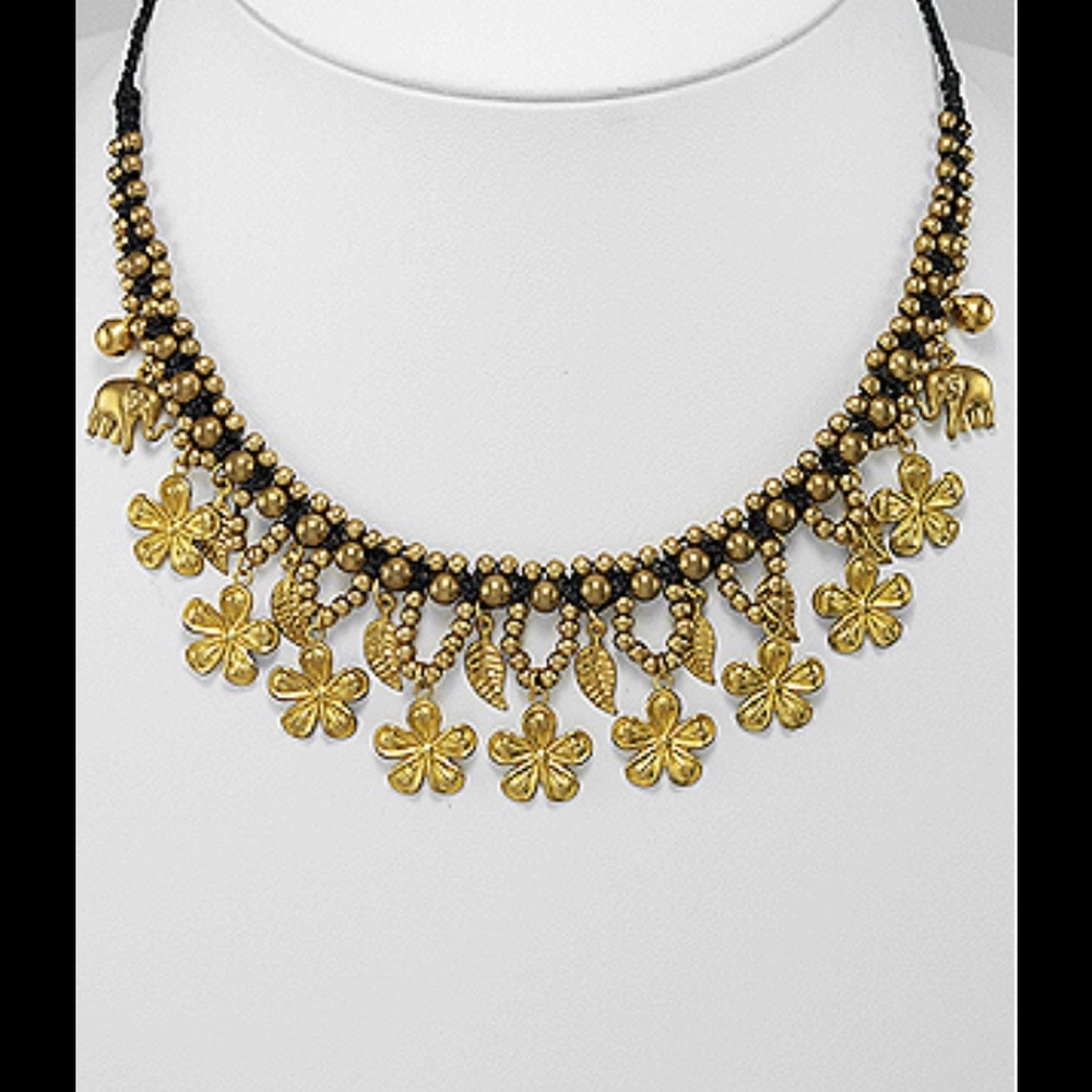 FREE SHIPPING-  Brass/waxed  cord necklace 🌸